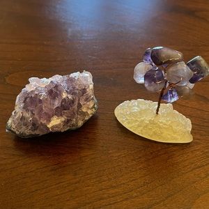 Amethyst Rock Cluster And Amethyst Tree